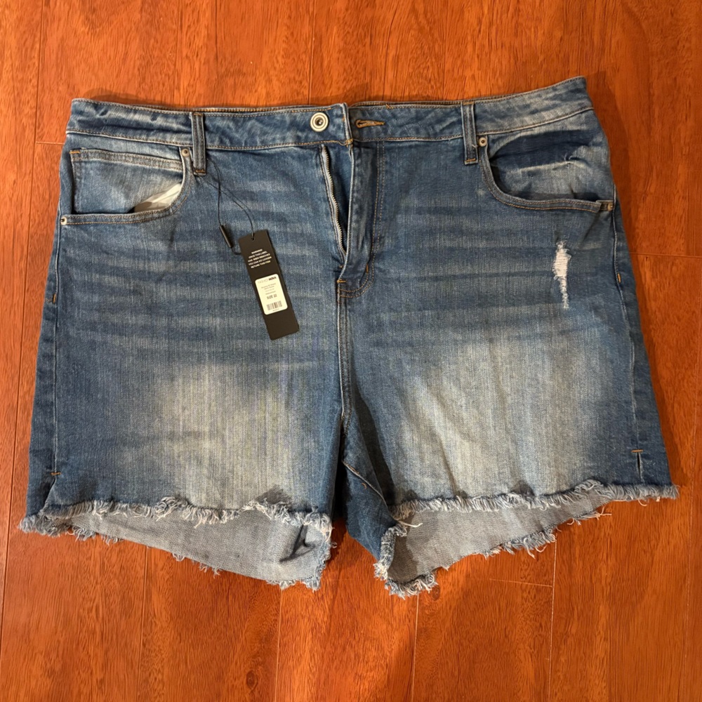Fashion Nova Blue Jean Shorts Distressed Cut-Off